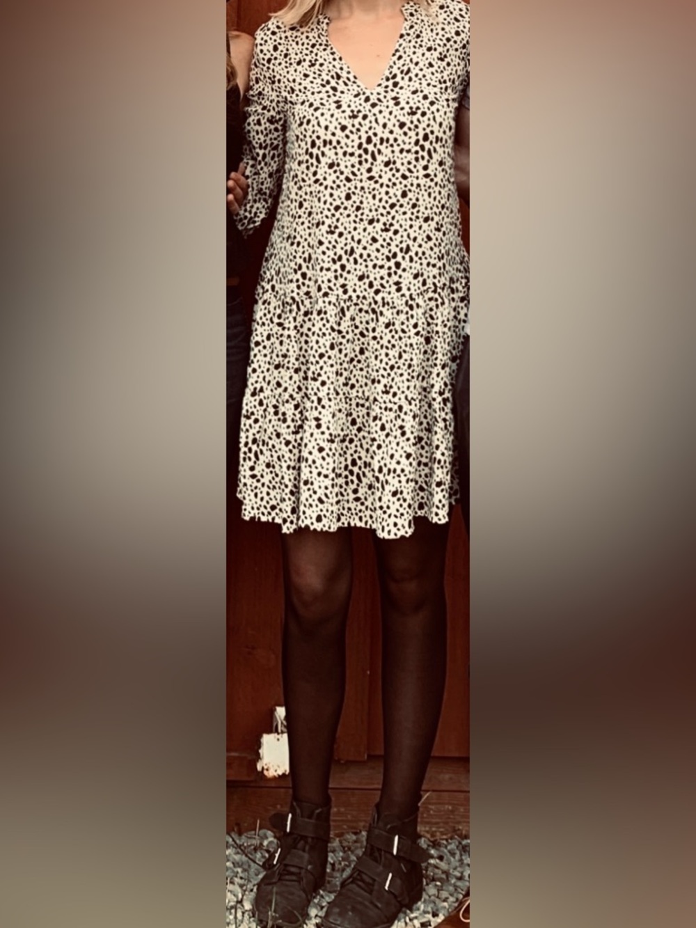 GAP Long-Sleeve Animal-Print Flowy Midi Dress